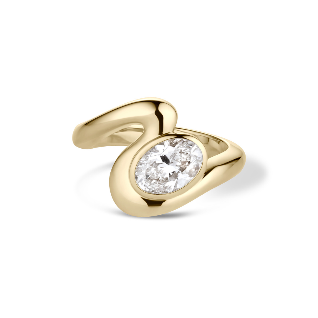 Wavy Oval Solitaire Custom Engagement Ring