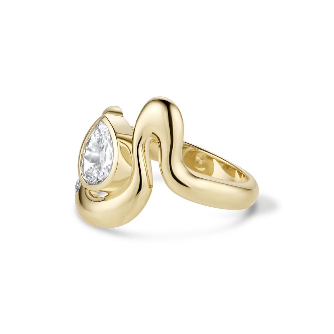 Antique Diamond Pear Plume Engagement Ring