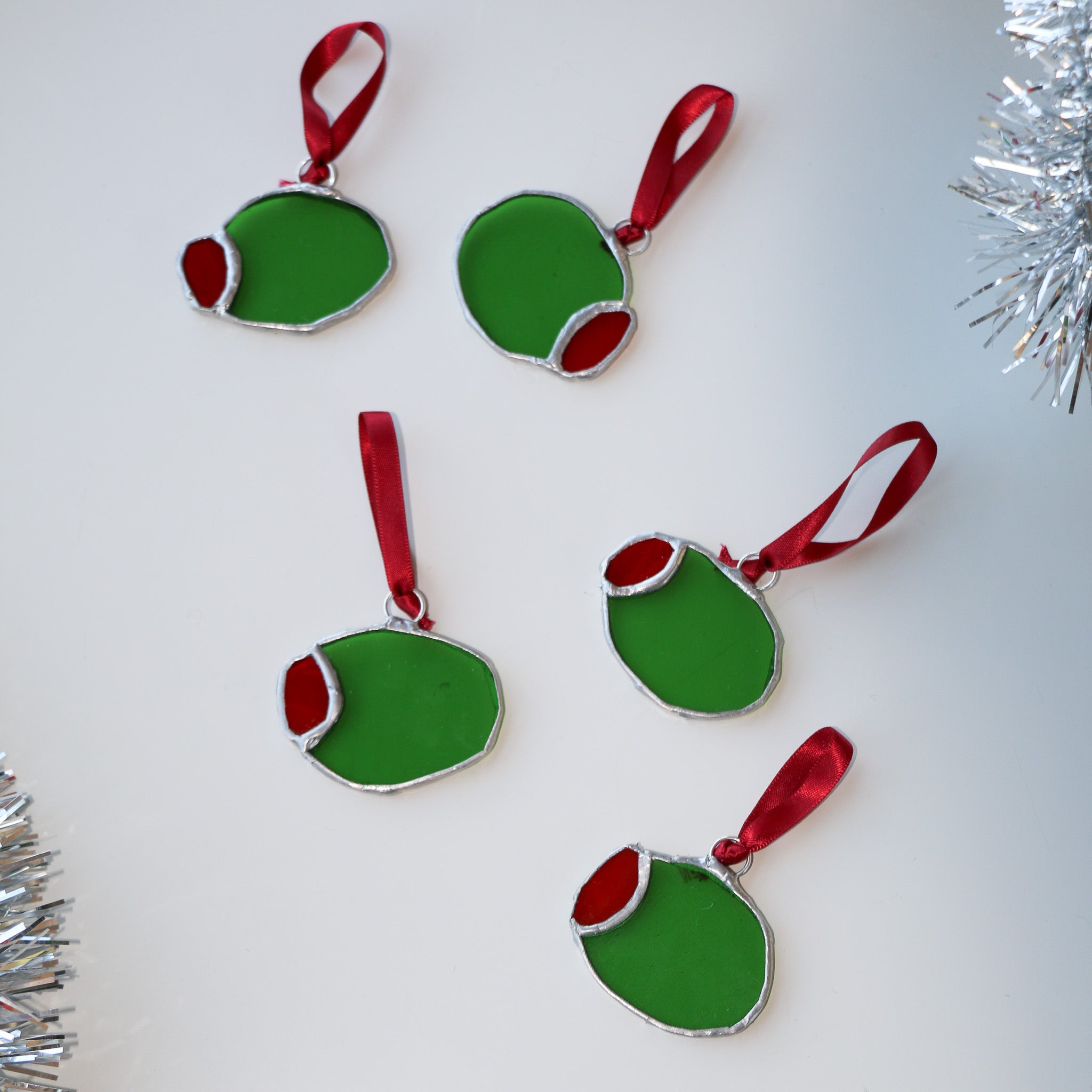 Stained Glass Olive Ornament Set