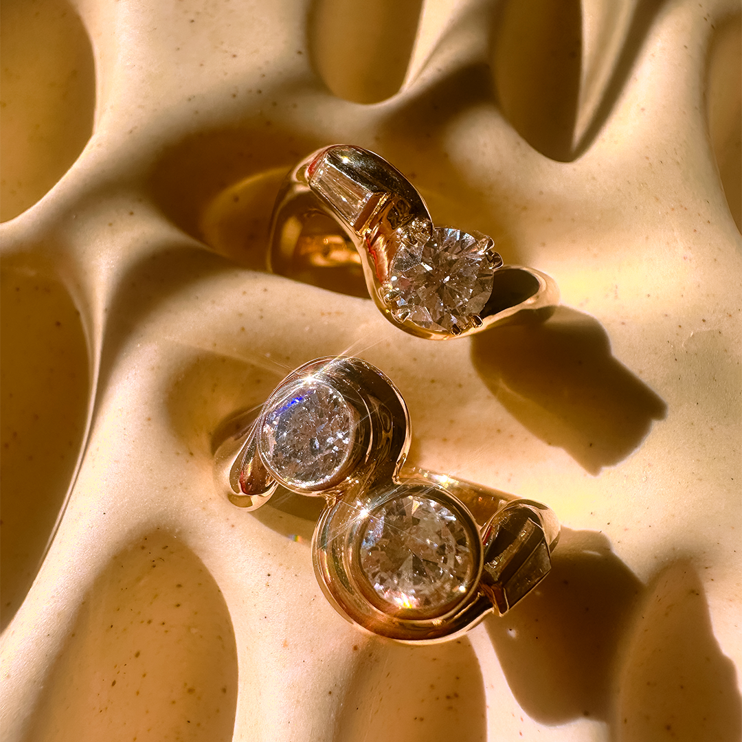 Stacking Engagement Ring Set Heirloom Redesign Crevette Design Studio