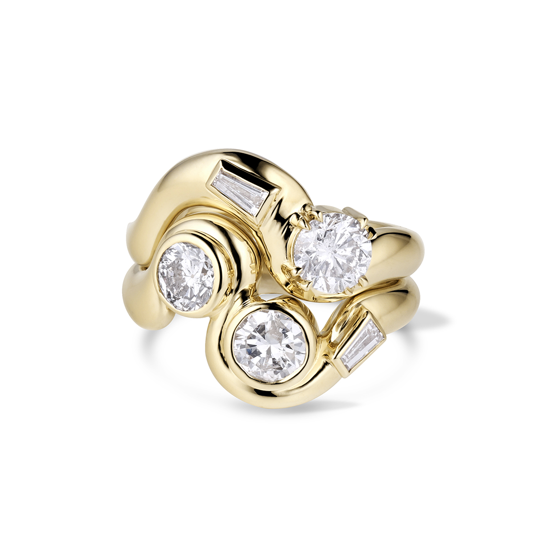 Stackable Engagement Rings Design Stacking Engagement Ring Set - Heirloom Redesign – Crevette Design Studio