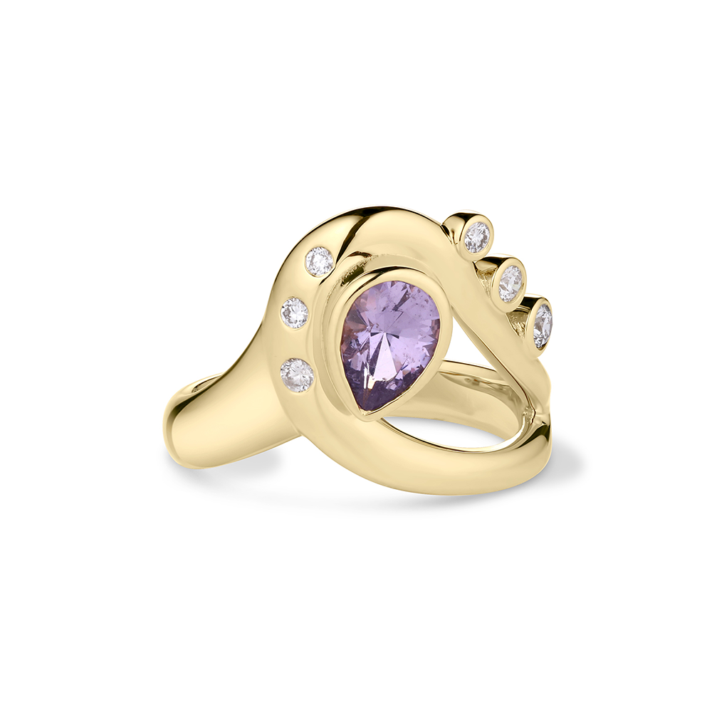 Spinal Rings Design Diverge Lavender Spinel & Diamond Ring – Crevette Design Studio