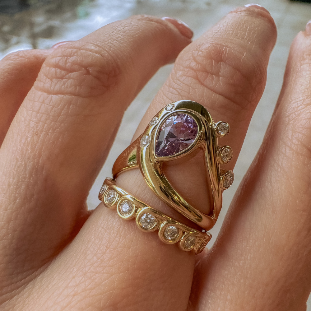 Spinal Rings Design Diverge Lavender Spinel & Diamond Ring – Crevette Design Studio