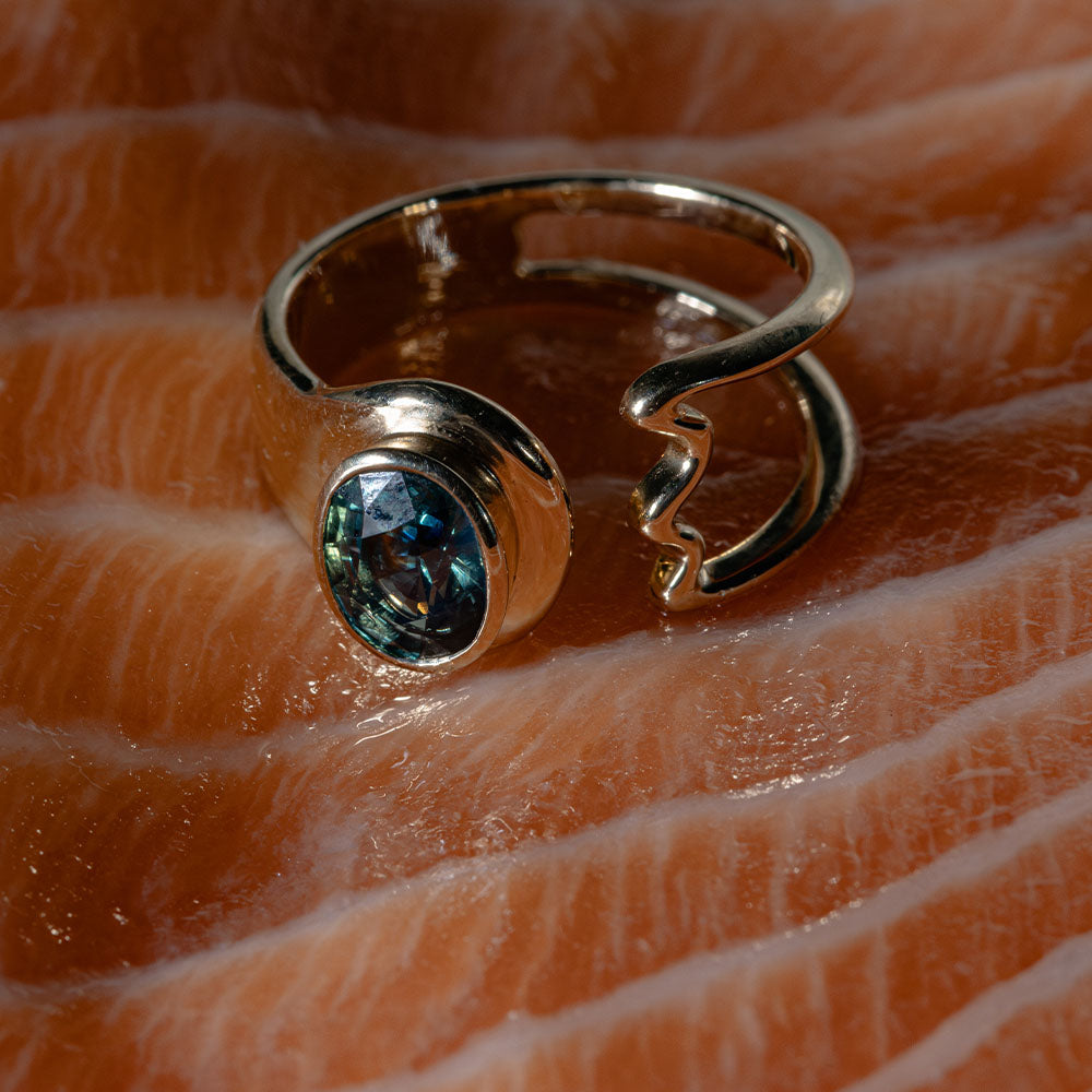 Expanse Rings Teal Sapphire Open Shank Expanse Ring – Crevette Design Studio